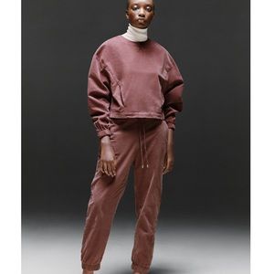 ZARA 2PC VALVET TOP &HIGH WAISTED JOGGER PANTS